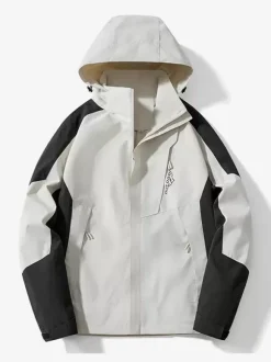 Men's Jacket Outdoor Windproof Workwear Jacket Trendy Large Size Color Block Coat