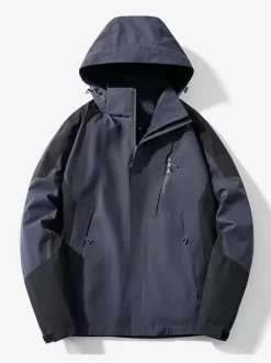 Men's Jacket Outdoor Windproof Workwear Jacket Trendy Large Size Color Block Coat