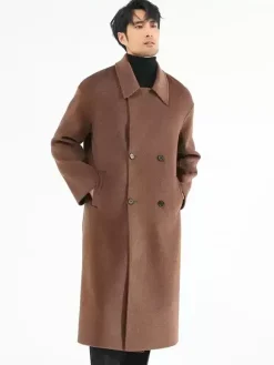 Men's Jackets Chic Lapel Turn-down Collar Coats Maxi Woolen Coats