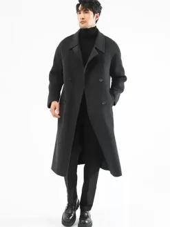 Men's Jackets Chic Lapel Turn-down Collar Coats Maxi Woolen Coats