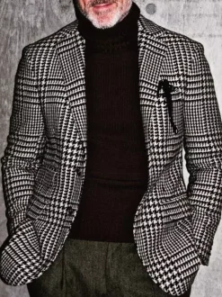 Men's Jackets & Coats Men's Jacket Men's Jackets Casual Plaid Black Handsome
