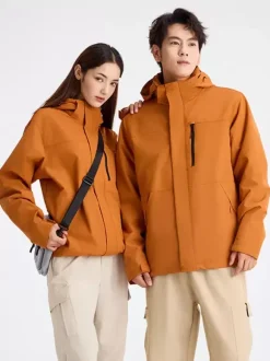 Men's Jackets Hoodie Zip Warm Orange Sport Casual Coat