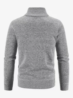 Men's Knitted Sweater High Collar Long Sleeve Cardigan Coat