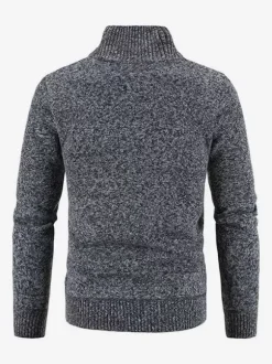 Men's Knitted Sweater High Collar Long Sleeve Cardigan Coat