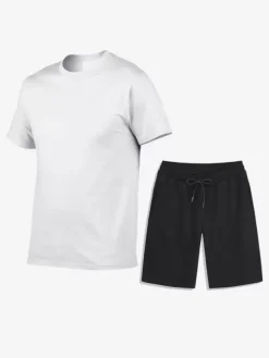 Men’s Leisure T-Shirts and Bottoms Fitness Running Shorts and T-Shirts Sets