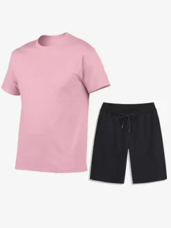 Men’s Leisure T-Shirts and Bottoms Fitness Running Shorts and T-Shirts Sets