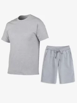 Men’s Leisure T-Shirts and Bottoms Fitness Running Shorts and T-Shirts Sets
