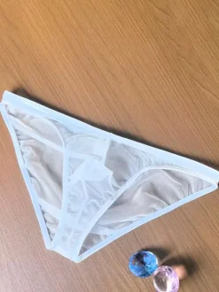 Men's Lingerie Sexy Panties Transparente White Sheer See Through Thong