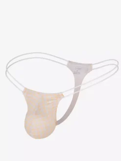 Men's Lingerie Underwear Sexy Panties Cyan Checkered Thong