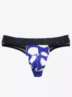 Men's Lingerie Underwear Sexy Panties Blue Printed Brief Printed Thong