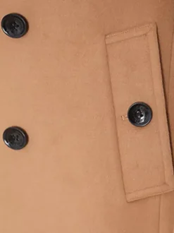Men's Longline Coats Woolen Notched Lapel Collar Camel Slim Fit Overcoats