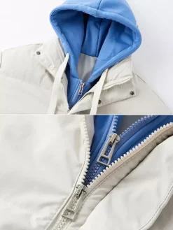 Men's Loose Cotton Jacket Couple Solid Color Hooded Thickened Cotton Jacket Cotton Coat