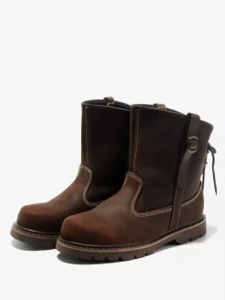 Men's Martin Slip On Classic Coffee Brown Retro Work Ankle Short Boots