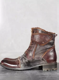 Men's Martin Work Boots Cowhide Classic Black Short Lace Up Ankle Boots