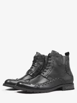 Men's Martin Work Motorcycle Deep Brown Cowhide Round Toe Combat Boot