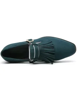 Mens Monk Loafer Shoes Strap Adjustable Artwork Round Toe Polyester Mens Loafer Shoes