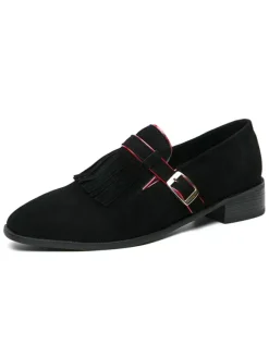 Mens Monk Loafer Shoes Strap Adjustable Artwork Round Toe Polyester Mens Loafer Shoes