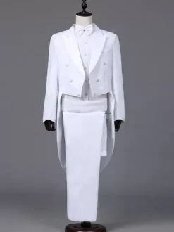Men's Palace Long Sleeves Tuxedo Clothing Retro Performance Costumes Burgundy