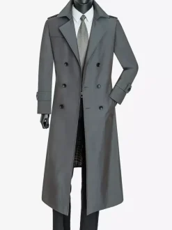 Men's Pea Coat Double Breasted Khaki Fashion Overcoat