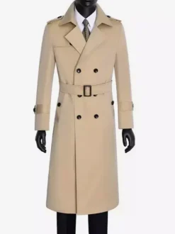 Men's Pea Coat Double Breasted Khaki Fashion Overcoat