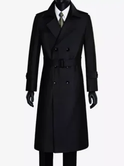 Men's Pea Coat Double Breasted Khaki Fashion Overcoat