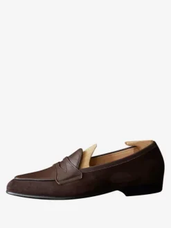Mens Penny Loafer Shoes Artwork Round Toe Suede Leather Prom Wedding Shoes