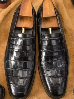 Men's Penny Loafer Shoes Cowhide Classic Chic Dress Shoes