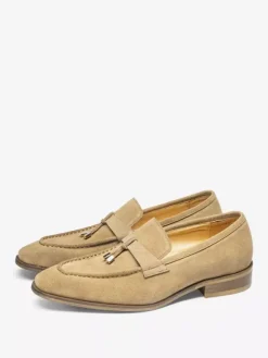 Men's Penny Loafer Shoes Suede Leather Metal Details Tassel Classic Loafers