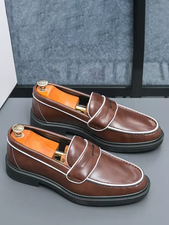 Men's Penny Loafers Platform Leather Shoes Comfort Business Dress Formal Shoes Loafer Shoes