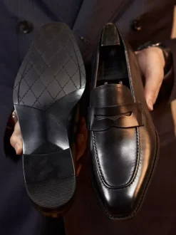 Mens Penny Loafers Square Toe Slip-on low heels Penny Shoes Prom Homecoming Wedding Shoes