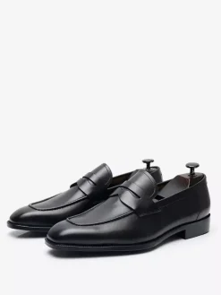 Mens Penny Loafers Square Toe Slip-on low heels Penny Shoes Prom Homecoming Wedding Shoes