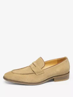 Mens Penny Loafer Suede Leather Shoes