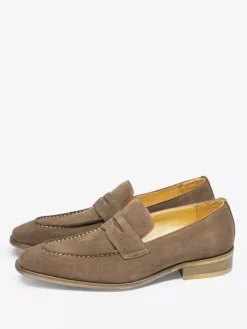 Mens Penny Loafer Suede Leather Shoes