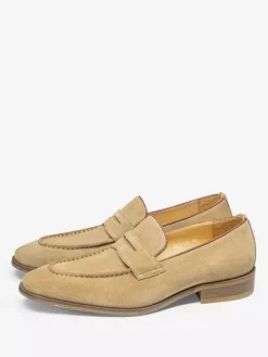 Mens Penny Loafer Suede Leather Shoes