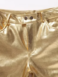 Men's Performance Nightclub Shiny Trousers Gold-Stamping Casual Pants