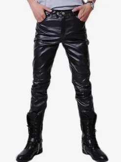 Men's Performance Nightclub Shiny Trousers Gold-Stamping Casual Pants