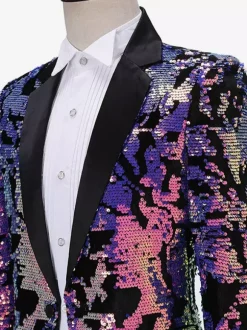 Men's Performing Sequin Men's Stage Costume Long Sleeves Retro Costumes