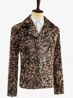 Men's Performing Sequin Stage Costume Top Long Sleeves Retro Costumes