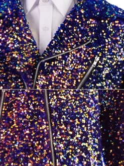Men's Performing Sequin Stage Costume Top Long Sleeves Retro Costumes