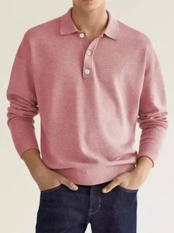 Men's Polo Shirt Collared Long Sleeves Buttons Sports T-Shirt Athletic Golf Polos Daily Shirts