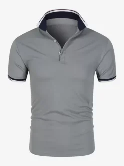 Men's Polo Shirt Summer Short Sleeve T-Shirt Lapel Solid Color Casual Tops