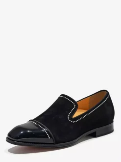 Men's Prom Shoes Square Toe Rhinestones Patchwork Slip On Loafers Dress Shoes