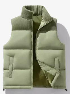 Men's Puffer Vest Outdoor Stand-Up Collar Sleeveless Padded Vest Coats
