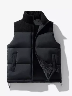 Men's Puffer Vest Outdoor Stand-Up Collar Sleeveless Padded Vest Coats
