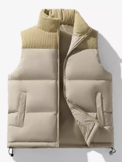 Men's Puffer Vest Outdoor Stand-Up Collar Sleeveless Padded Vest Coats