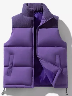 Men's Puffer Vest Outdoor Stand-Up Collar Sleeveless Padded Vest Coats
