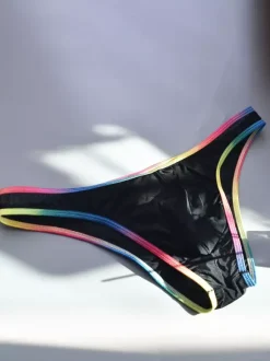 Men's Rainbow Trim Ice Silk Briefs Underwear