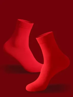 Men’s Red Underwear And Socks Set For Birth Year Seamless Mid-Rise Red Briefs