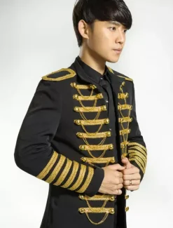 Men's Retro Costume Black Rococo Overcoat Punk Court Uniform Cloth Costume