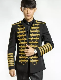 Men's Retro Costume Black Rococo Overcoat Punk Court Uniform Cloth Costume